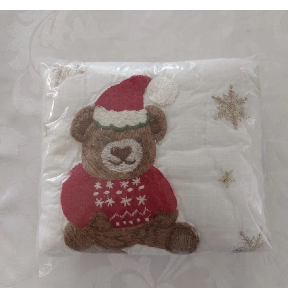 Pottery Barn Kids Teddy Bear Holiday TWIN Quilt & Pillow Sham NEW